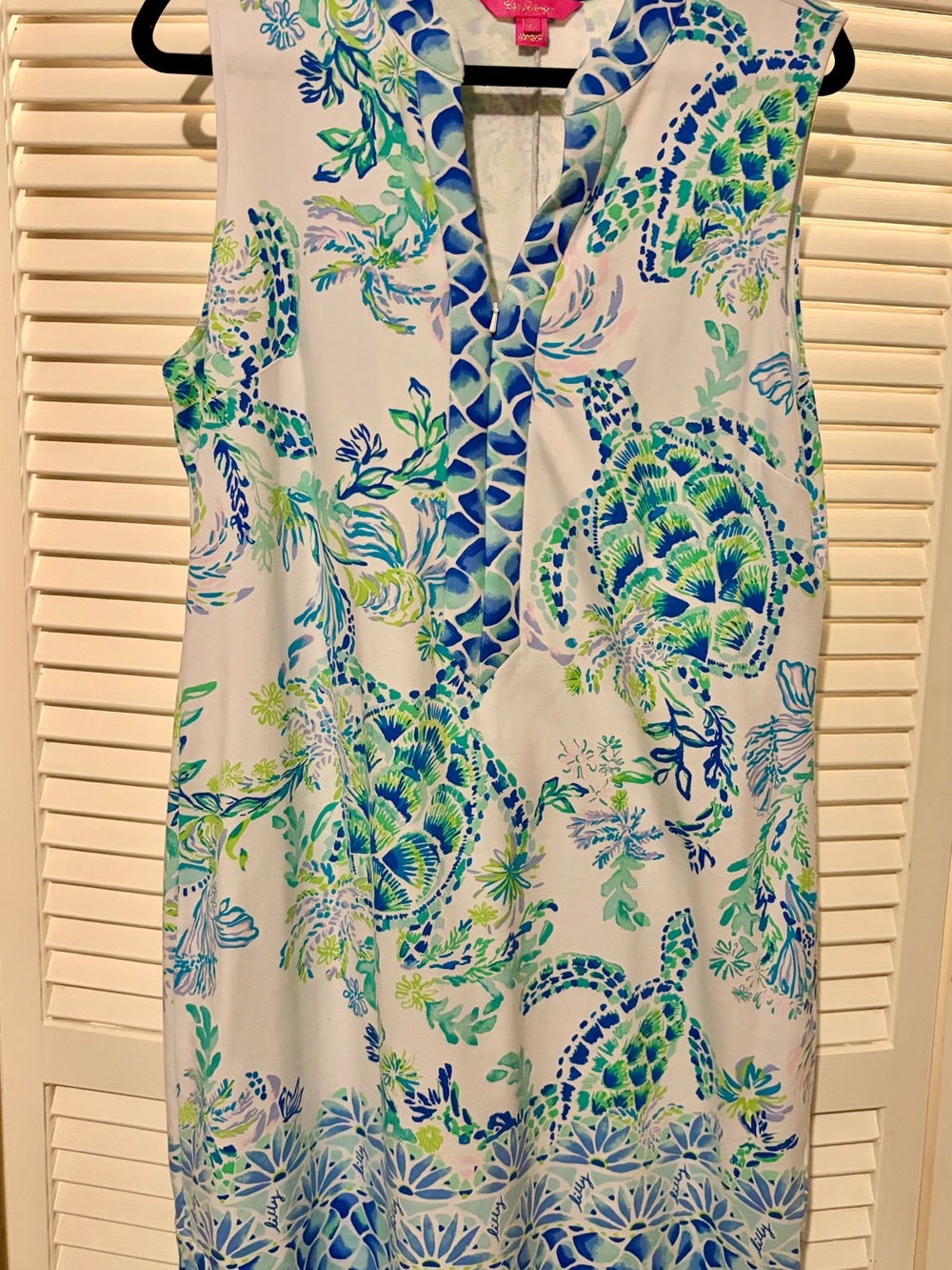Lilly Pulitzer White Dress with Blue and Green Print